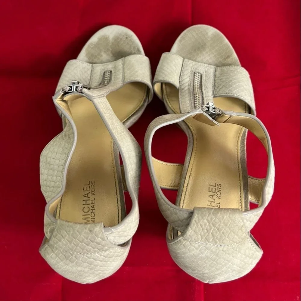 Michael Michael Kors Berkeley Snakeskin Leather T-Strap Platform Sandals, 8 - Picture 8 of 14
